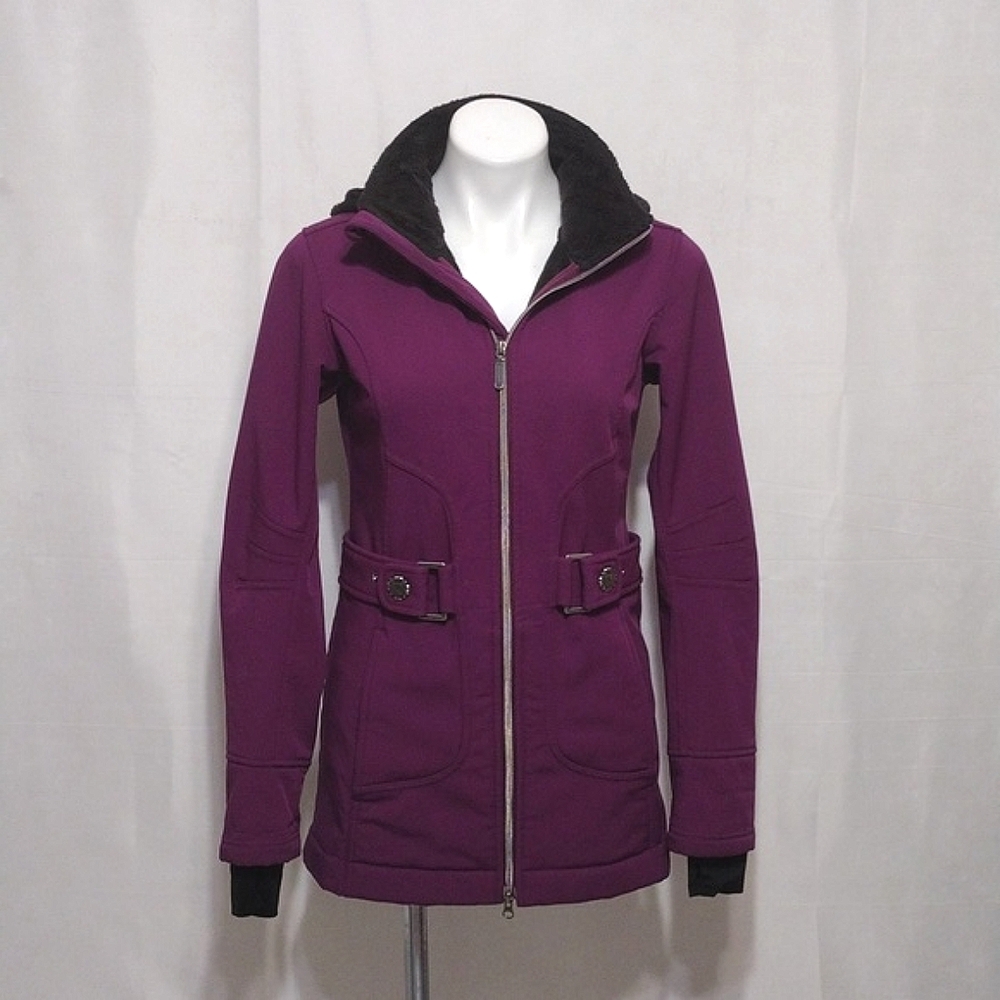 Athleta Women’s Fitted Softshell Hooded Jacket Small Water-Resistant Full Zip